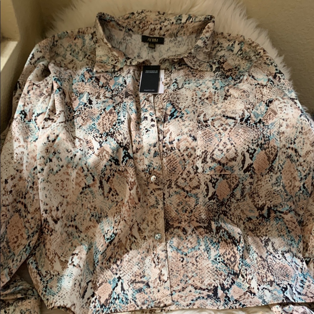 AFRM Neutral Aqua Snake Print blouse BUY NOW!